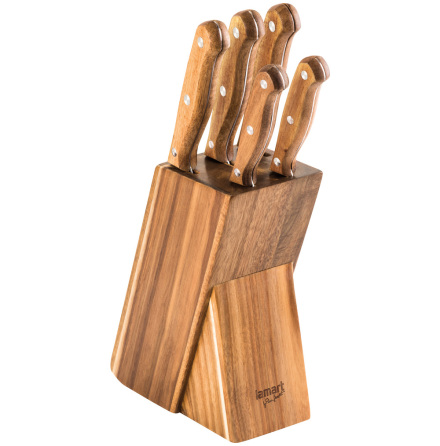 LAMART Knivblock av tr med 5 knivar